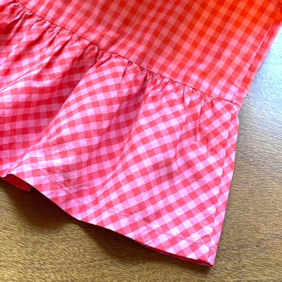 J.CREW Peplum Coral Gingham Sleeveless Bow Top - Picture 7 of 7